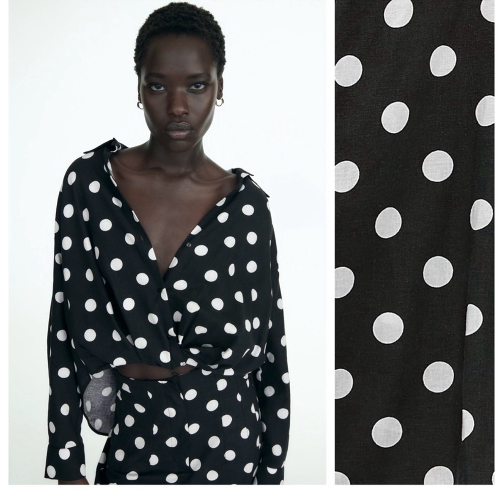 Zara polka dots linen top
